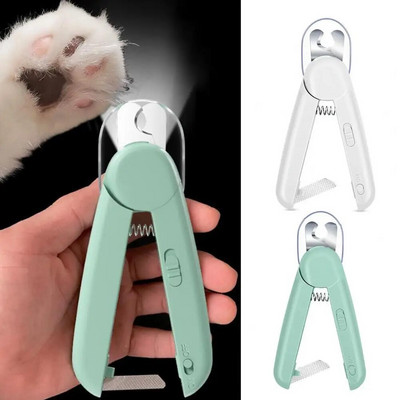 Pet Nail Clipper Comfortable Grip Hidden File Pet Nail Trimmer Pet Cat Dog LED Nail Cutter Tool Pet Supplies