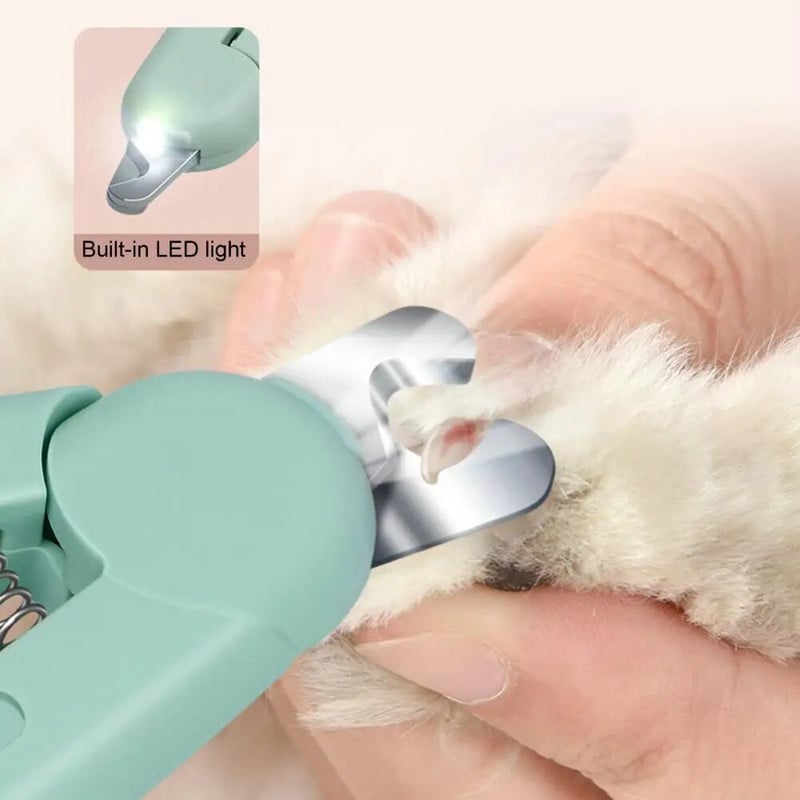 Mājdzīvnieku nagu griezējs Ērts rokturis Slēptā vīle Mājdzīvnieku nagu trimmeris Mājdzīvnieku kaķu suņu LED nagu griešanas rīks Mājdzīvnieku piederumi