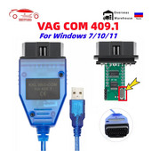 VAG KKL 409.1 Ar FTDI/CH340T OBD 2 OBD2 Auto diagnostikas vag com Interfeisa kabelis 409 1 VW/Audi/Skoda/Seat Auto Scanner Tool