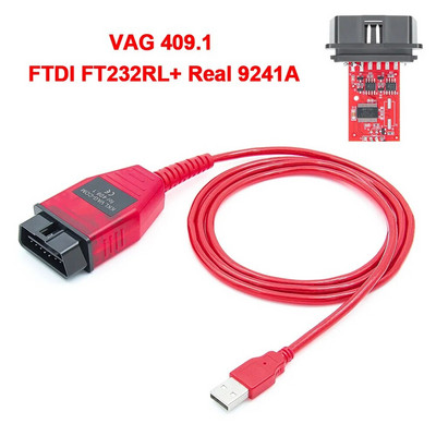 VAG KKL 409.1 Ar FTDI/CH340T OBD 2 OBD2 Auto diagnostikas vag com Interfeisa kabelis 409 1 VW/Audi/Skoda/Seat Auto Scanner Tool