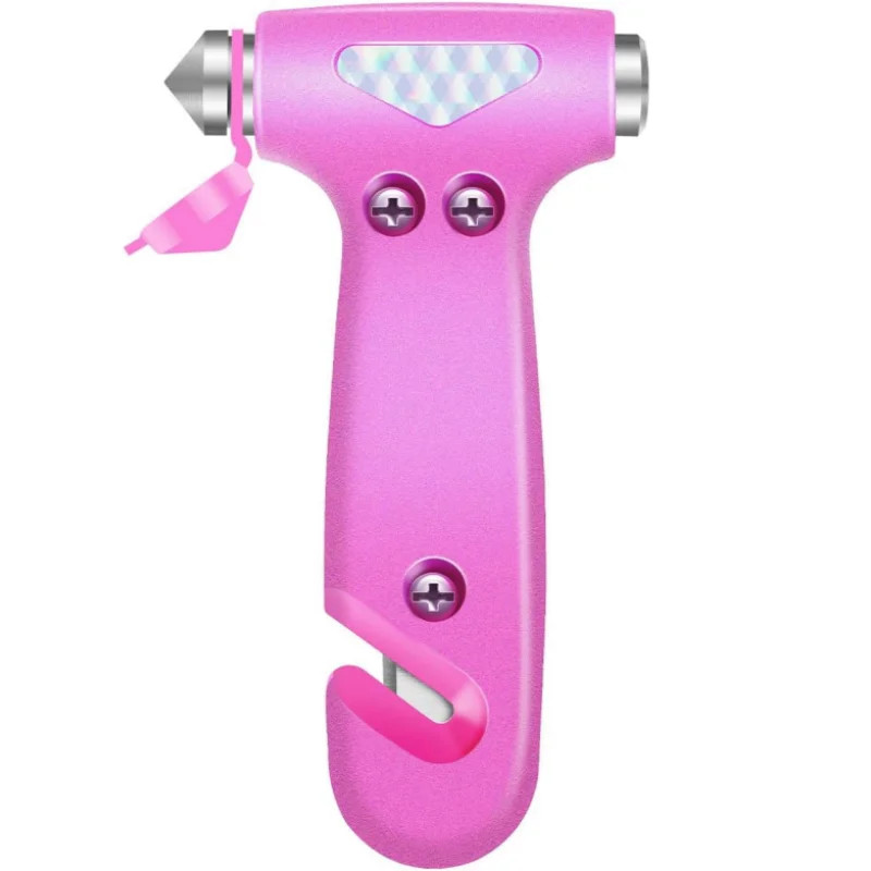 Alat za razbijanje prozora, razbijanje prozora automobila, sigurnosni čekić za automobil i rezač pojaseva 2 u 1, alat za bijeg iz automobila, (ružičasti sigurnosni čekić za automobil)