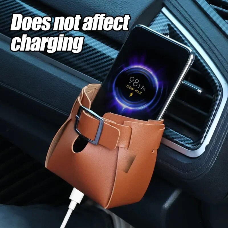 Otvor za zrak u unutrašnjosti automobila Torba za pohranu Viseći višenamjenski kožni nosač za mobilni telefon Automatski izlaz zraka Organizator s prorezom za razmak