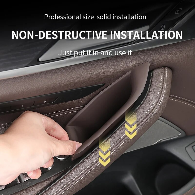 Automašīnas durvju roktura glabāšanas kastes roku balstu aizsargpaliktnis Auto salona organizatora piederumi BMW 5 sērijas G30 G38 stūrei kreisajā pusē
