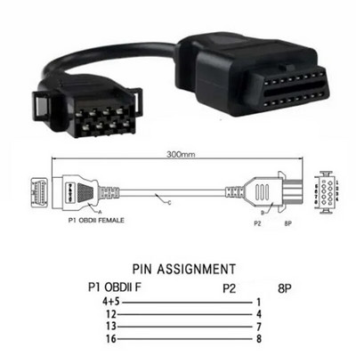 OBD2 8-pinski KABEL za Volvo Truck Heavy Duty Diagosis konektor, 8-pinski dijagnostički kablovi i konektori, OBD kabelski adapter