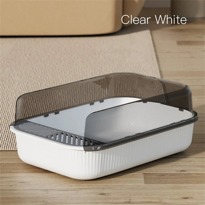 Daļēji slēgta liela pakaišu kaste šļakatām necaurlaidīga kaķu tualete kaķu piederumi Kaķu gultas trauks, slēgta smilšu kaste kaķu mājas kaķu smilšu kastei