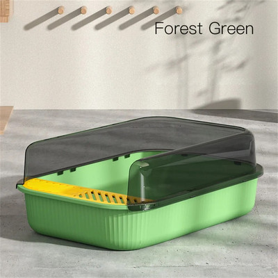 Daļēji slēgta liela pakaišu kaste šļakatām necaurlaidīga kaķu tualete kaķu piederumi Kaķu gultas trauks, slēgta smilšu kaste kaķu mājas kaķu smilšu kastei