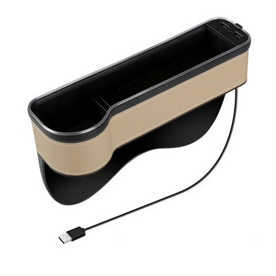 Jaunas automašīnas spraugas uzglabāšanas kaste ar 2 USB lādētājiem Krāsains LED sēdekļa spraugas šķēlums kabatas sēdekļa organizatora kartes tālruņa pudeles krūzes turētājs