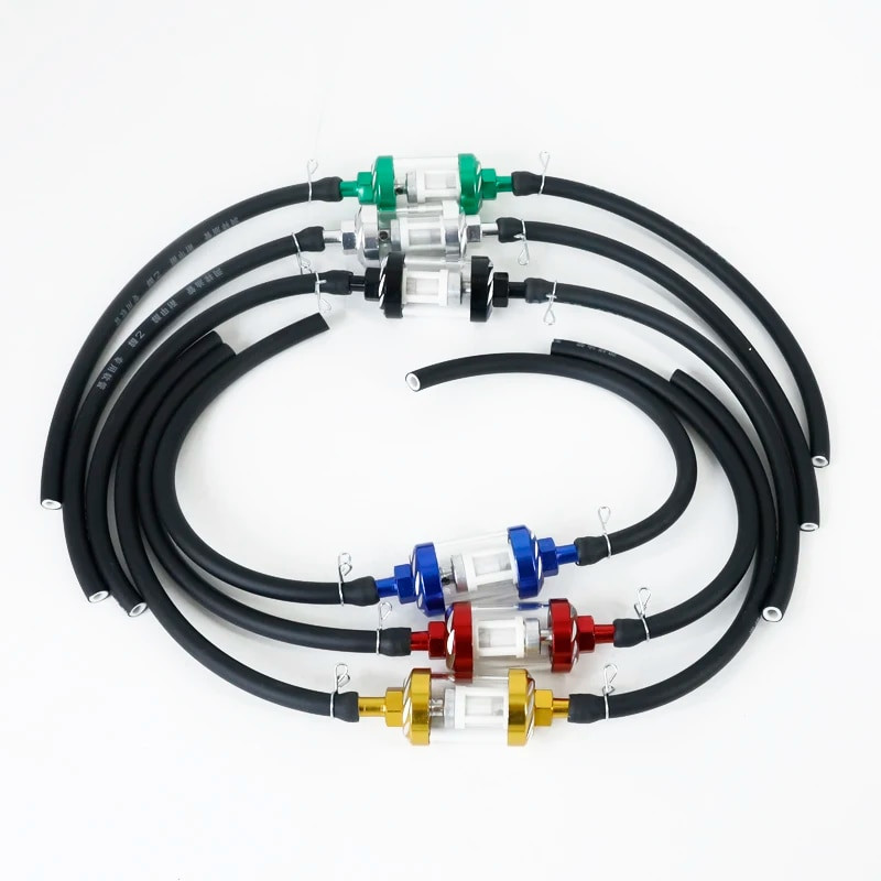 8 mm mootorratta sisemine kütusefilter bensiinifiltrid + 40 cm bensiini kütusetoru voolik + 4 klambriga mototõukeratas