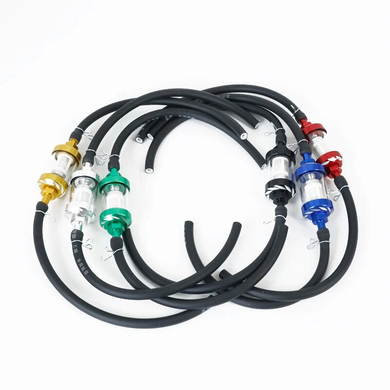 8 mm mootorratta sisemine kütusefilter bensiinifiltrid + 40 cm bensiini kütusetoru voolik + 4 klambriga mototõukeratas