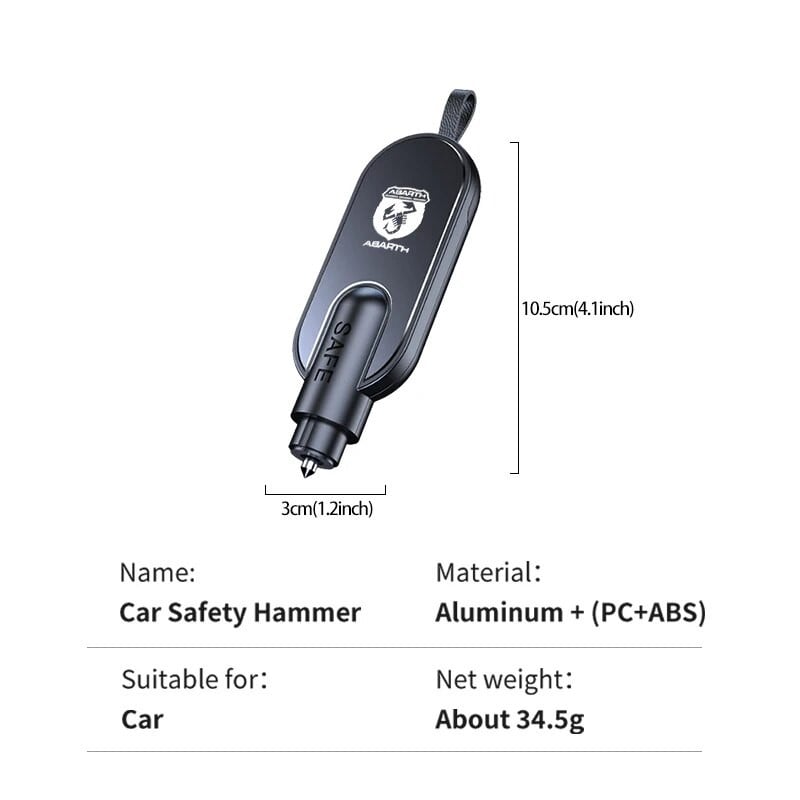 Automašīnas drošības āmurs stikla logu lauzējs avārijas evakuācijas rīks Abarth Stilo Ducato Palio Bravo Linea Doblo 500 Grande Tipo