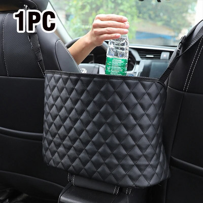 Automašīnas sēdeklis Vidējais pakaramais glabāšanas soma Luksusa auto rokassomu ādas turētājs starp sēdekļiem audums ūdens krūze kabatas glabāšana, kārtošana