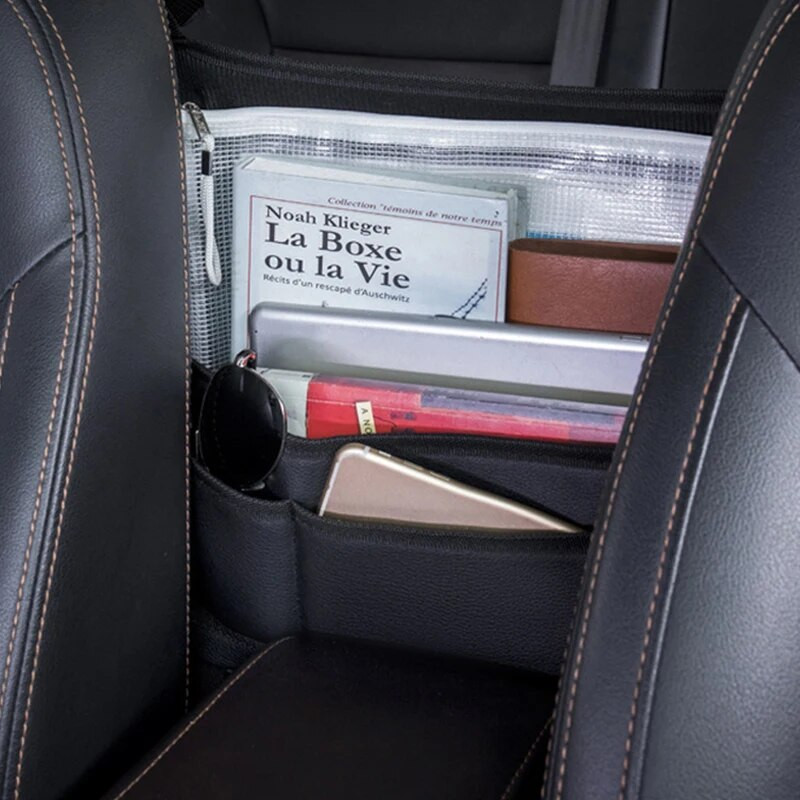 Automašīnas sēdeklis Vidējais pakaramais glabāšanas soma Luksusa auto rokassomu ādas turētājs starp sēdekļiem audums ūdens krūze kabatas glabāšana, kārtošana