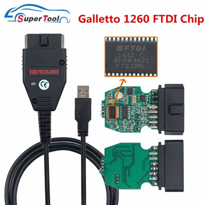 Legjobb Galletto 1260 ECU villogó OBD2 kábel EOBD Galletto 1260 FTDI FT232RL ECU Chip Tuning Tool Író-olvasó autós ECU a Vag sorozathoz