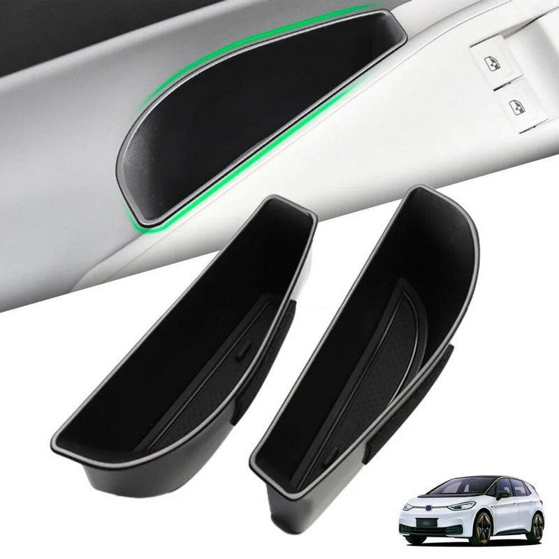 2Gb Automašīnas durvju rokturu uzglabāšanas kastes Durvju roku balstu turētāju paplātes organizators priekš Volkswagen ID.3 ID.4X ID.4 CROZZ 2021+ piederumi