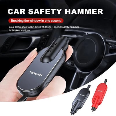Portable Car Safety Hammer Window Breaker Seat Belt Cutter Tool For Haval H5 H7 H8 H9 M4 M6 F5 F9 F7X F7H H2S Jolion Great Wall