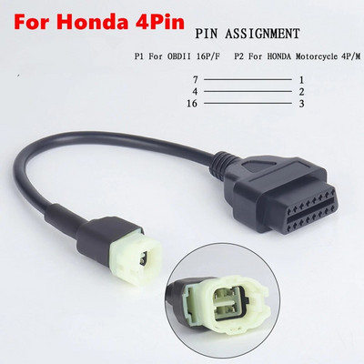 Καλώδιο διάγνωσης μοτοσυκλέτας 4 ακίδων/6 ακίδων Καλώδιο βύσματος μοτοσικλέτας Διαγνωστικό καλώδιο μοτοσικλέτας για Honda 4 ακίδων για Honda 6 ακίδων σε καλώδιο 16 ακίδων OBD2