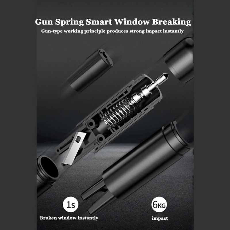 Autó üvegtörő és biztonsági öv vágó volfrám acél penge biztonságos kalapács U-alakú nyitható biztonsági öv vágó víz alatti menekülési eszköz