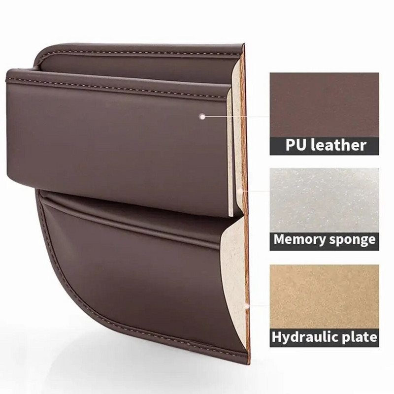 Ādas automašīnas sēdekļa organizators daudzfunkciju konsole spraugas pildījuma sānu glabāšanas kaste ar krūzes turētāju automašīnas salona glabāšanas kabatu