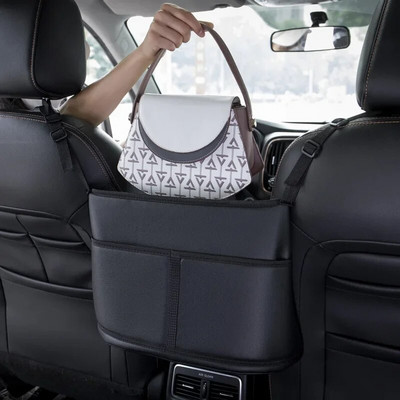 Leather Car Handbag Holders Car Organizers and Storage Front Seats Gap Car Seats Gap Filler Organizer Storage Bag for Car Seats