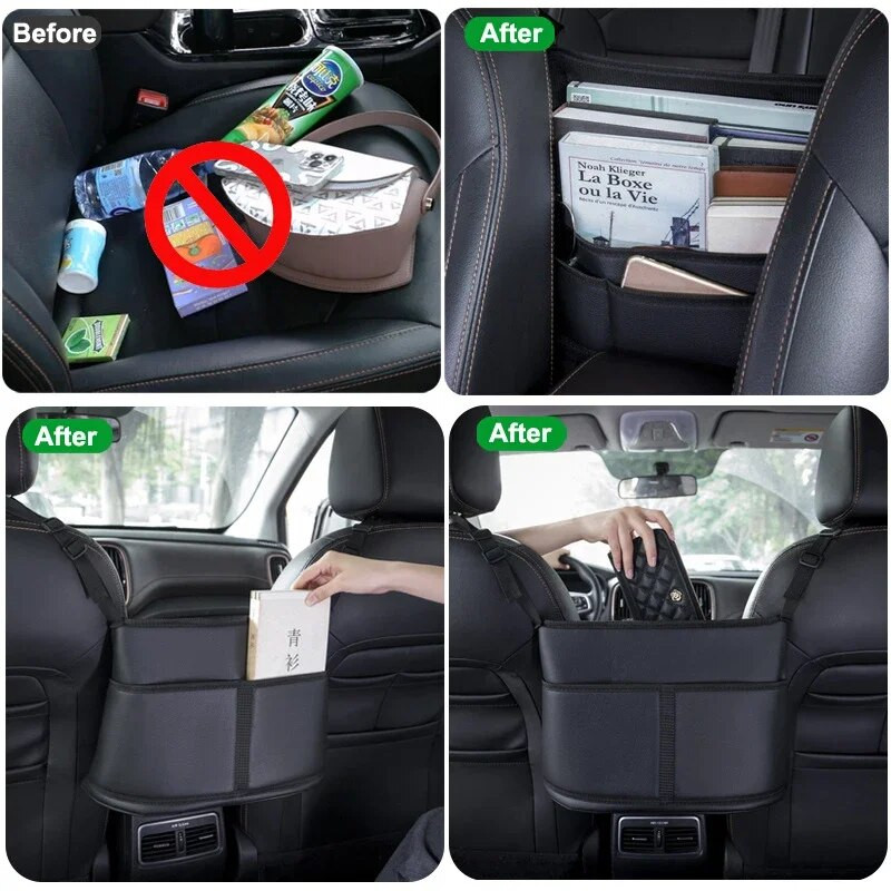 Ādas automašīnu rokassomu turētāji Auto organizētāji un glabāšana Priekšējie sēdekļi Gap Car Seats Gap Filler Organizer Glabāšanas soma automašīnu sēdekļiem