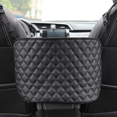 Crystal Rhinestone PU ādas automašīnas glabāšanas soma Organizators Aizmugures sēdekļa turētāja barjera Vairākas kabatas Automašīnas konteinera novietošana Sakārtošana