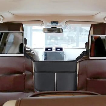 PU кожена чанта за съхранение на кола Кожена чанта между предните седалки Органайзер за столче за кола Аксесоари за интериора на автомобила