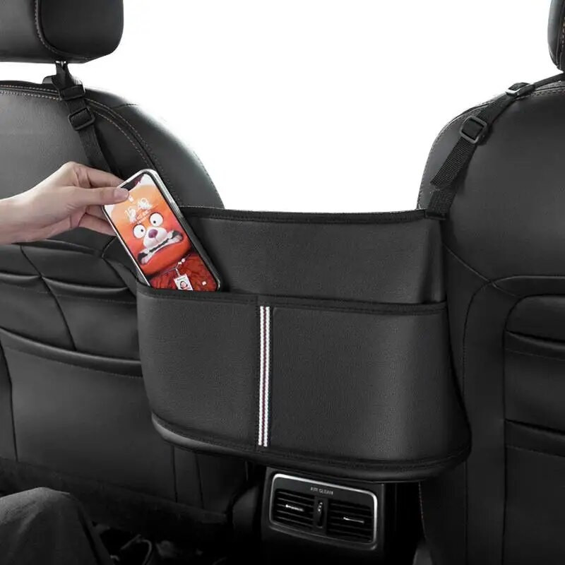PU ādas automašīnas uzglabāšanas soma Ādas soma starp priekšējiem sēdekļiem Automašīnas sēdekļu organizators Automašīnas salona piederumi
