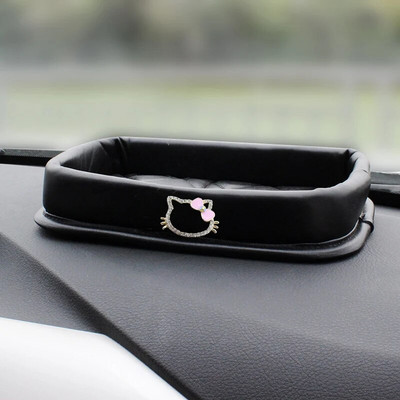 Crystal Crown Car Organizer Ādas mobilais tālrunis Stikla atslēgu kārba Glabāšana Auto viduskonsole Roku balstu kaste Auto salona apdare