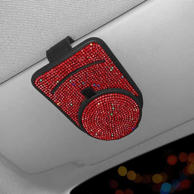 Moodne Blingi päikeseprillide hoidik, nahast auto päikeseprillide hoidja prillide hoidja piletikaardi klamber Automaatne visiiri korraldaja Auto Essentials