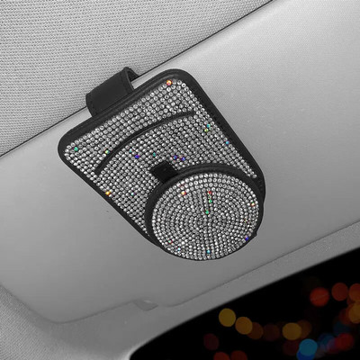 Moodne Blingi päikeseprillide hoidik, nahast auto päikeseprillide hoidja prillide hoidja piletikaardi klamber Automaatne visiiri korraldaja Auto Essentials
