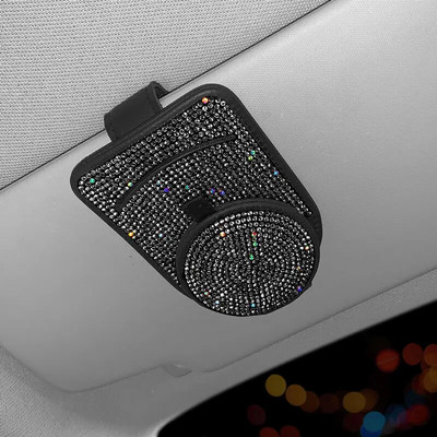 Moodne Blingi päikeseprillide hoidik, nahast auto päikeseprillide hoidja prillide hoidja piletikaardi klamber Automaatne visiiri korraldaja Auto Essentials