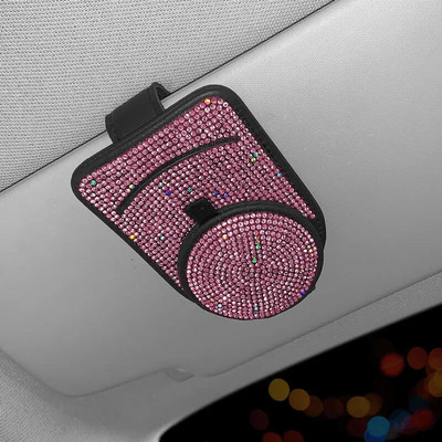 Moodne Blingi päikeseprillide hoidik, nahast auto päikeseprillide hoidja prillide hoidja piletikaardi klamber Automaatne visiiri korraldaja Auto Essentials