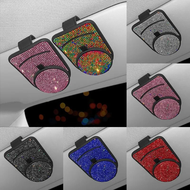 Modes Bling saulesbriļļu turētājs, ādas auto saulesbriļļu turētājs, biļešu kartes skava, automātiskā viziera organizators, automašīnai nepieciešamās preces