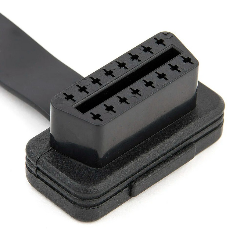 60 cm OBDII 16 kontaktu vīrišķais kabelis automašīnas diagnostikas skenera pagarinātājam 90 grādu leņķa OBD2 spraudsavienotājs plakanam plānam sadalītājam
