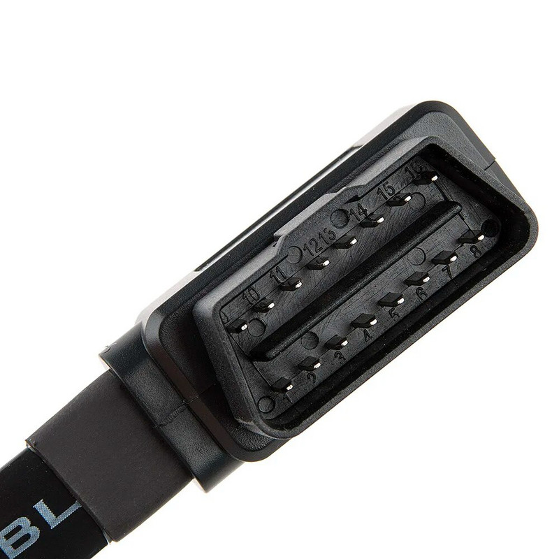 60 cm OBDII 16 kontaktu vīrišķais kabelis automašīnas diagnostikas skenera pagarinātājam 90 grādu leņķa OBD2 spraudsavienotājs plakanam plānam sadalītājam