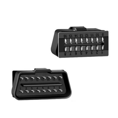 OBDII 16 kontaktu automašīnas automātiskās diagnostikas kabeļa adapteris J1962 12 V 24 V OBD2 vīrišķā savienotāja spraudnis, taisns leņķis, 90 grādu zelta pārklājuma tapa