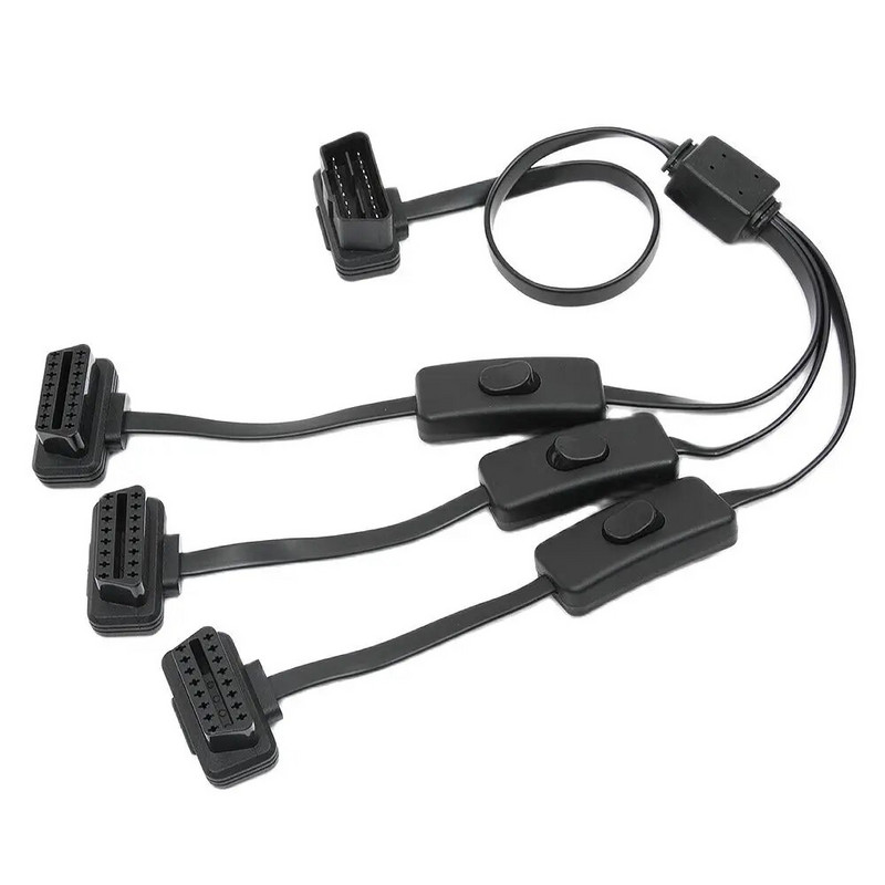 Elm327 OBD 2 Splitter Extension 1 to 3 with Switch Y Cable Male Tri Port to Female for ELM327 Auto Diagnostic Scanner Alat