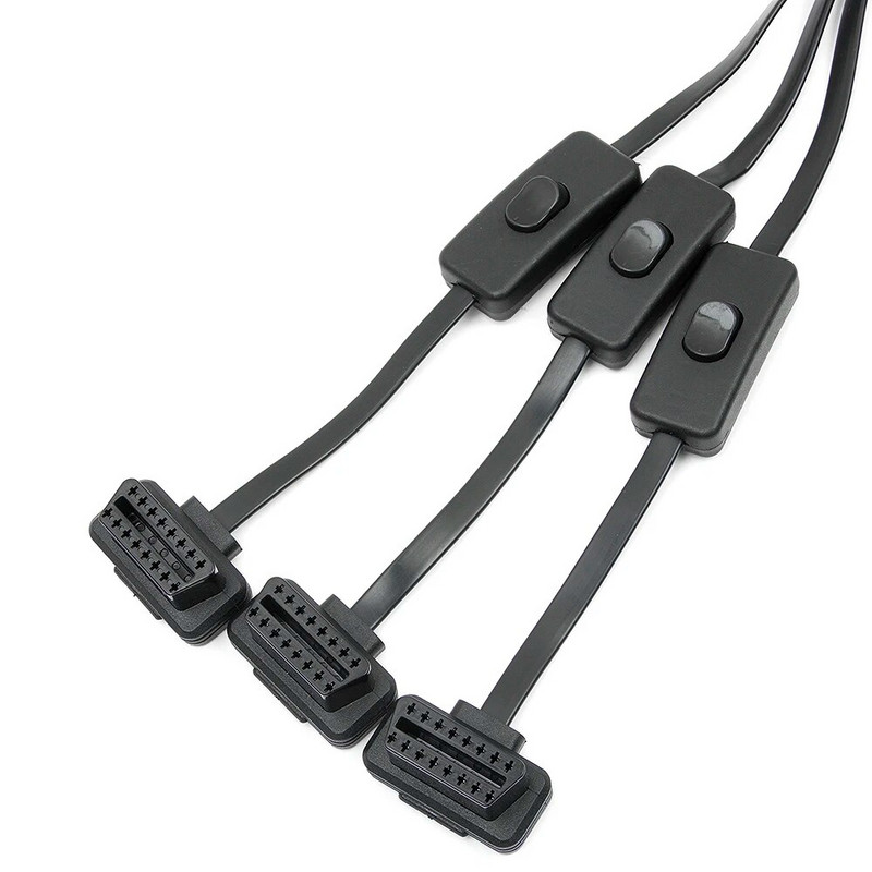 Elm327 OBD 2 Splitter Extension 1 to 3 with Switch Y Cable Male Tri Port to Female for ELM327 Auto Diagnostic Scanner Alat