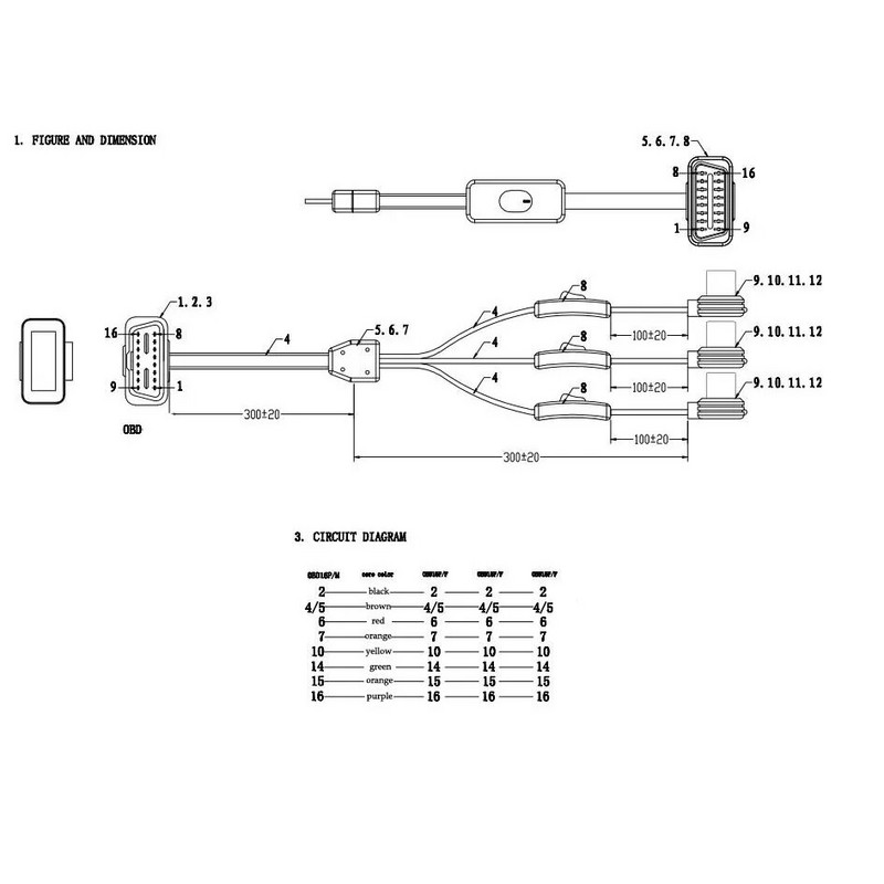 Elm327 OBD 2 Splitter Extension 1 to 3 with Switch Y Cable Male Tri Port to Female for ELM327 Auto Diagnostic Scanner Alat