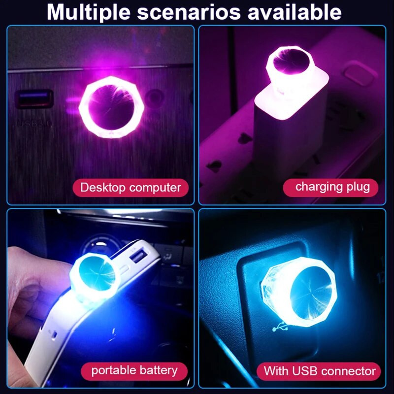 Auto sigaretisüütaja USB atmosfäärivalgusti LED mini värviline öövalgusti juhtmestikuta auto salongi valgustustarvikud