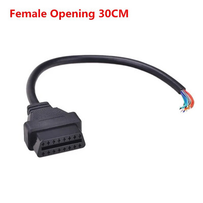 16 Pin OBD2 pagarinātāja atvēršanas kabelis, vīrišķais atvēršanas savienotājs OBD II ODB2 automašīnas diagnostikas interfeiss 30 CM 60 CM vīrišķais kabelis