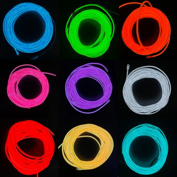 1m 3m 5m Glow EL Wire Неонов кабел за коледно танцово парти Направи си сам костюми Многоцветна осветена светлина AA батерия лампа LED лента