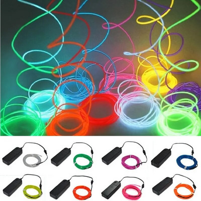 1m 3m 5m Glow EL Wire Неонов кабел за коледно танцово парти Направи си сам костюми Многоцветна осветена светлина AA батерия лампа LED лента