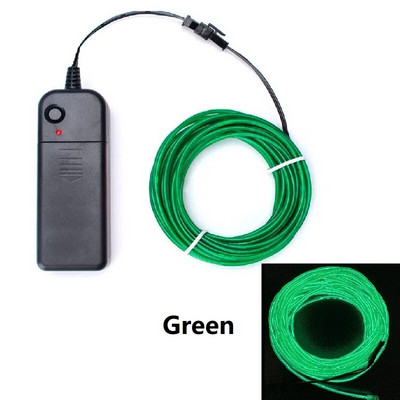 1m 3m 5m világító EL drót neon kábel karácsonyi táncpartihoz barkács jelmezek többszínű világító fény AA elemes lámpa LED szalag