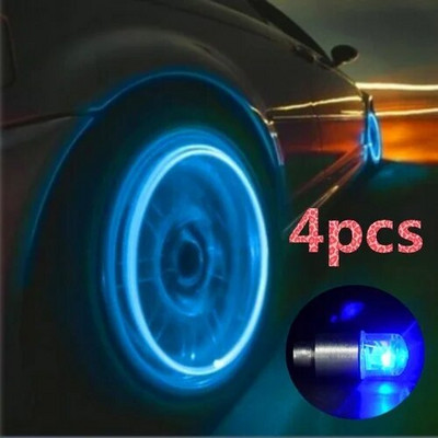 2/4PCS Auto LED Lights Motorcycle Bicycle Lights Tire Valve Covers Decorative Lights Tire Valve Covers Flash Strobes Neon Lights
