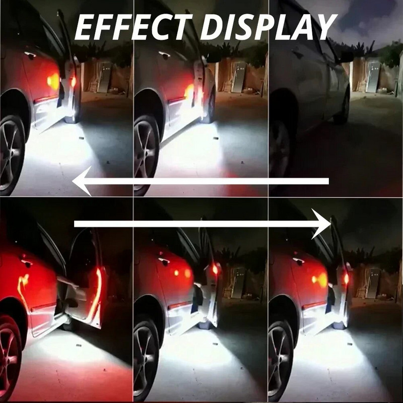 Automašīnas durvju atvēršanas brīdinājuma zibspuldze LED sveiciena gaisma stāvvietas LED drošības gaismas signāllampa Ūdensizturīga auto dekoratīvā apkārtējās vides spuldze