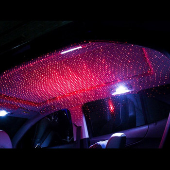 Червено звездно небе таван за кола USB светлина LED лента Декоративна интериорна лампа за околната среда Проектор Каравана RV Автомобилни аксесоари