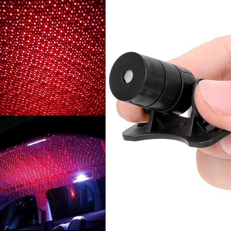 Sarkanās zvaigžņotās debess griesti automašīnai USB gaismas LED sloksne, dekoratīva salona apgaismojuma lampa, projektors treileru RV automobiļu piederumi