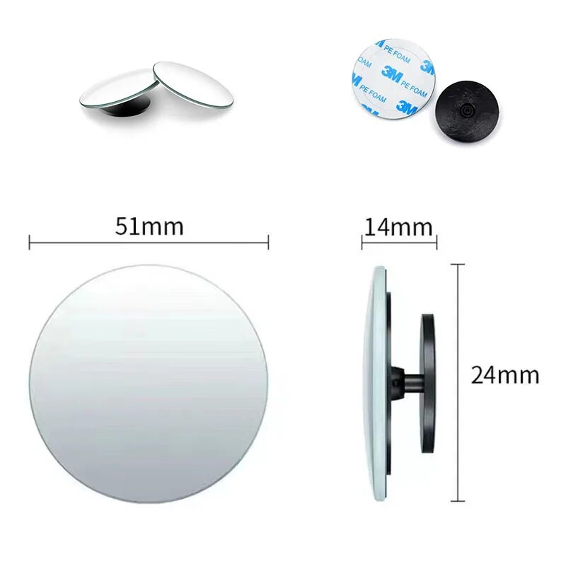 360 laipsnių automobilio aklosios zonos galinio vaizdo veidrodis plataus kampo reguliuojamas mažas apvalus veidrodėlis automobilio atbulinės eigos pagalbinis galinio vaizdo išgaubtas veidrodis