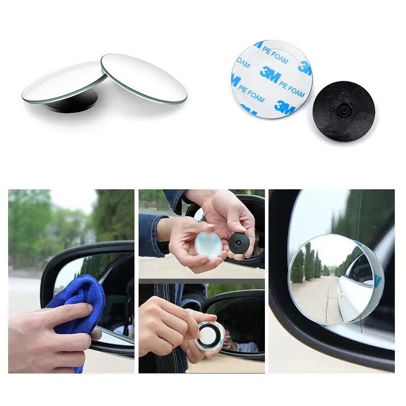 360 laipsnių automobilio aklosios zonos galinio vaizdo veidrodis plataus kampo reguliuojamas mažas apvalus veidrodėlis automobilio atbulinės eigos pagalbinis galinio vaizdo išgaubtas veidrodis